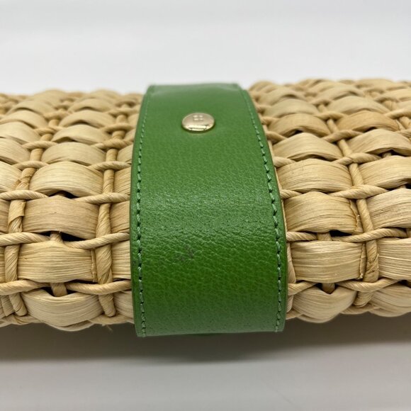 Kate Spade Brown And Green Straw Wicker Ava Clutch - Picture 11 of 12
